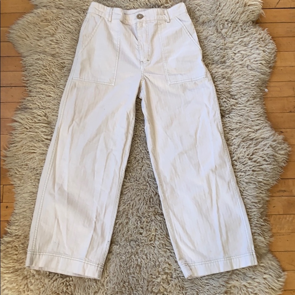 Free People Cream Wide Legged Pant